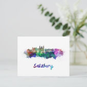 水彩のザルツブルグスカイライン ポストカード (スタンド正面)