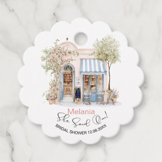 水彩のシィ・ディ・オイ ブライダルシャワー フェイバータグ (正面)