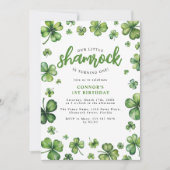 水彩のシャムロック誕生日パーティー招待状 招待状 (正面)