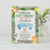 水彩のジャングル動物 かわいい誕生日招待状 招待状 (スタンド正面)