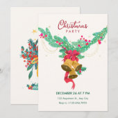 水彩のジングルベルが鳴るクリスマス 招待状 (正面/裏面)