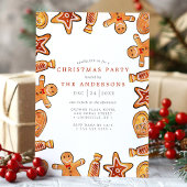 水彩のジンジャーブレッドクッキーのクリスマスパーティ 招待状