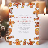 水彩のジンジャーブレッドクッキーのクリスマスパーティ 招待状