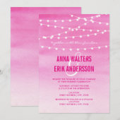 水彩のストリングライト ウェディング 招待状 (正面/裏面)
