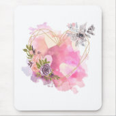 水彩のスプラッシュがストライプのクリエイティブハート マウスパッド (正面)