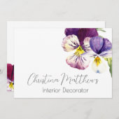 水彩のスミレを白に 招待状 (正面/裏面)