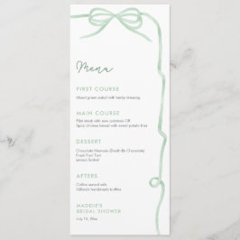 水彩のセージグリーンのリボン ブライダルシャワーメニュー メニュー
