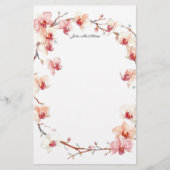 水彩のソフトなピンクの蘭の花のリース 便箋 (正面)