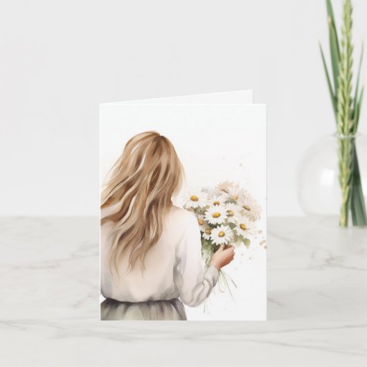 水彩のダリアの女性 カード (正面)