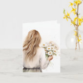 水彩のダリアの女性 カード (黄色い花)