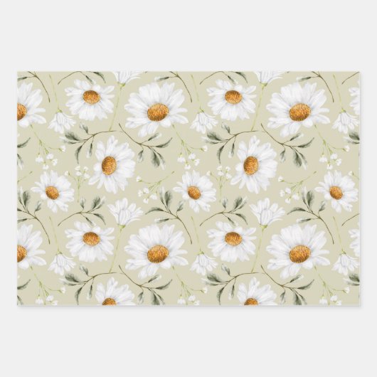 水彩のダリアの野生の花の花束 ラッピングペーパーシート (正面3)