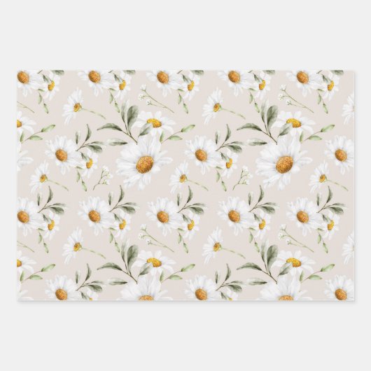 水彩のダリアの野生の花の花束 ラッピングペーパーシート (正面)