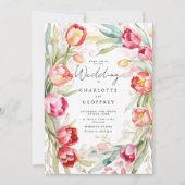 水彩のチューリップQRコードウェディング 招待状 (正面)