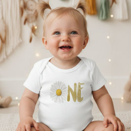 水彩のデイジー　まず１つめ ベビーボディスーツ