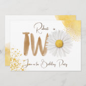 水彩のデイジー　2歳の誕生日おめでとう招待状 招待状 (正面/裏面)