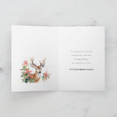 水彩のトナカイとポインセチアのクリスマス植物 シーズンカード (内部)