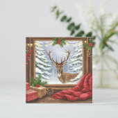 水彩のトナカイのクリスマス カード (スタンド正面)