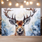 水彩のトナカイの雪景色 シーズンカード