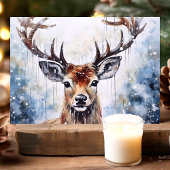 水彩のトナカイの雪景色 シーズンカード