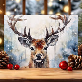 水彩のトナカイの雪景色 シーズンカード