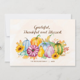 水彩のトマトとひまわりと感謝祭 シーズンカード