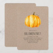 水彩のトマト。ハロウィンのコスチュームパーティー。クラフト 招待状 (正面/裏面)