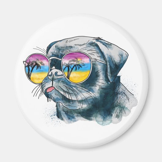 水彩のトロピカルパピー マグネット (正面)