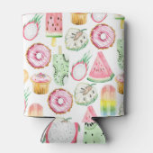 水彩のトロピカルフルーツ、アイスクリームのパターン。 缶クーラー (裏面)