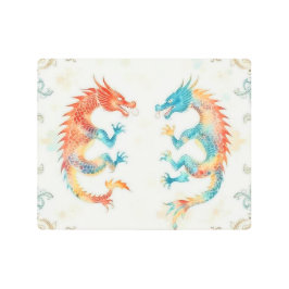 水彩のドラゴン メタルプリント