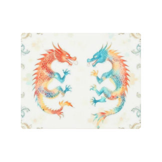 水彩のドラゴン メタルプリント