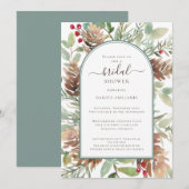 水彩のナチュラルグリーン カップル ブライダルシャワー 招待状 (正面/裏面)