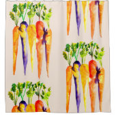 水彩のニンジンかわいい野菜 シャワーカーテン (正面)