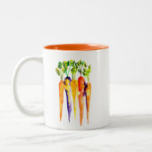 水彩のニンジンかわいい野菜 ツートーンマグカップ (左)