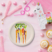 水彩のニンジンかわいい野菜 ペーパープレート (パーティー)