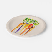 水彩のニンジンかわいい野菜 ペーパープレート (アングル)