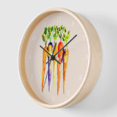 水彩のニンジンかわいい野菜 壁時計 (傾斜)