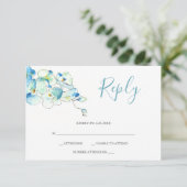 水彩のハスの花の返信カード 出欠カード (スタンド正面)