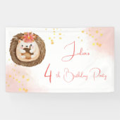 水彩のハリネズミの子供の誕生日 横断幕 (横)