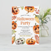 水彩のハロウィン かぼちゃのパーティー 招待状 (スタンド正面)