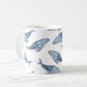 水彩のハンプバッククジラ コーヒーマグカップ (正面左)
