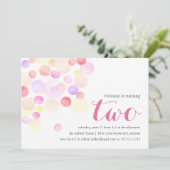 水彩のバブル｜2歳の誕生日おめでとうございますの招待状 招待状 (スタンド正面)