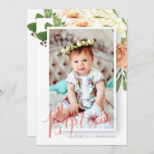 水彩のバプテスマフローラカスタム写真 セーブザデート (正面/裏面)