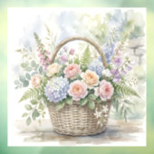 水彩のバラとアジサイの花籠 ウィンドウサイン (シート3)