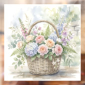 水彩のバラとアジサイの花籠 ウィンドウサイン (シート2)