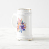 水彩のバラの花のデザイン-58392 ビールジョッキ (正面左)