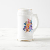 水彩のバラの花のデザイン-58392 ビールジョッキ (正面右)