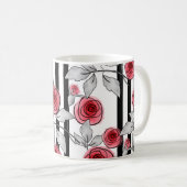 水彩のバラの赤い薔薇 コーヒーマグカップ (正面右)