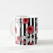 水彩のバラの赤い薔薇 コーヒーマグカップ (正面左)