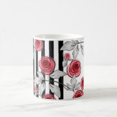 水彩のバラの赤い薔薇 コーヒーマグカップ (中央)