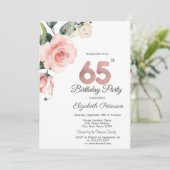 水彩のバラの65歳の誕生日 招待状 (スタンド正面)